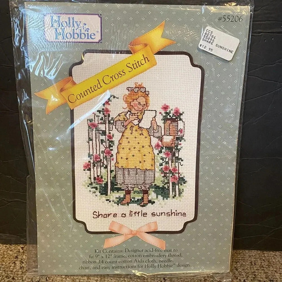 Sealed VTG 1990 Holly Hobbie Counted Cross Stitch Kit Share A Little Sunshine - Picture 1 of 5